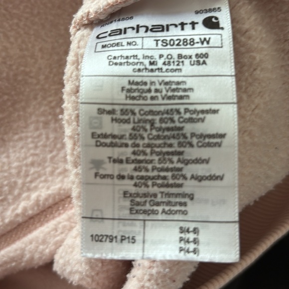 Carhartt Light Pink Hoodie with Logo Size Small - Picture 7 of 15
